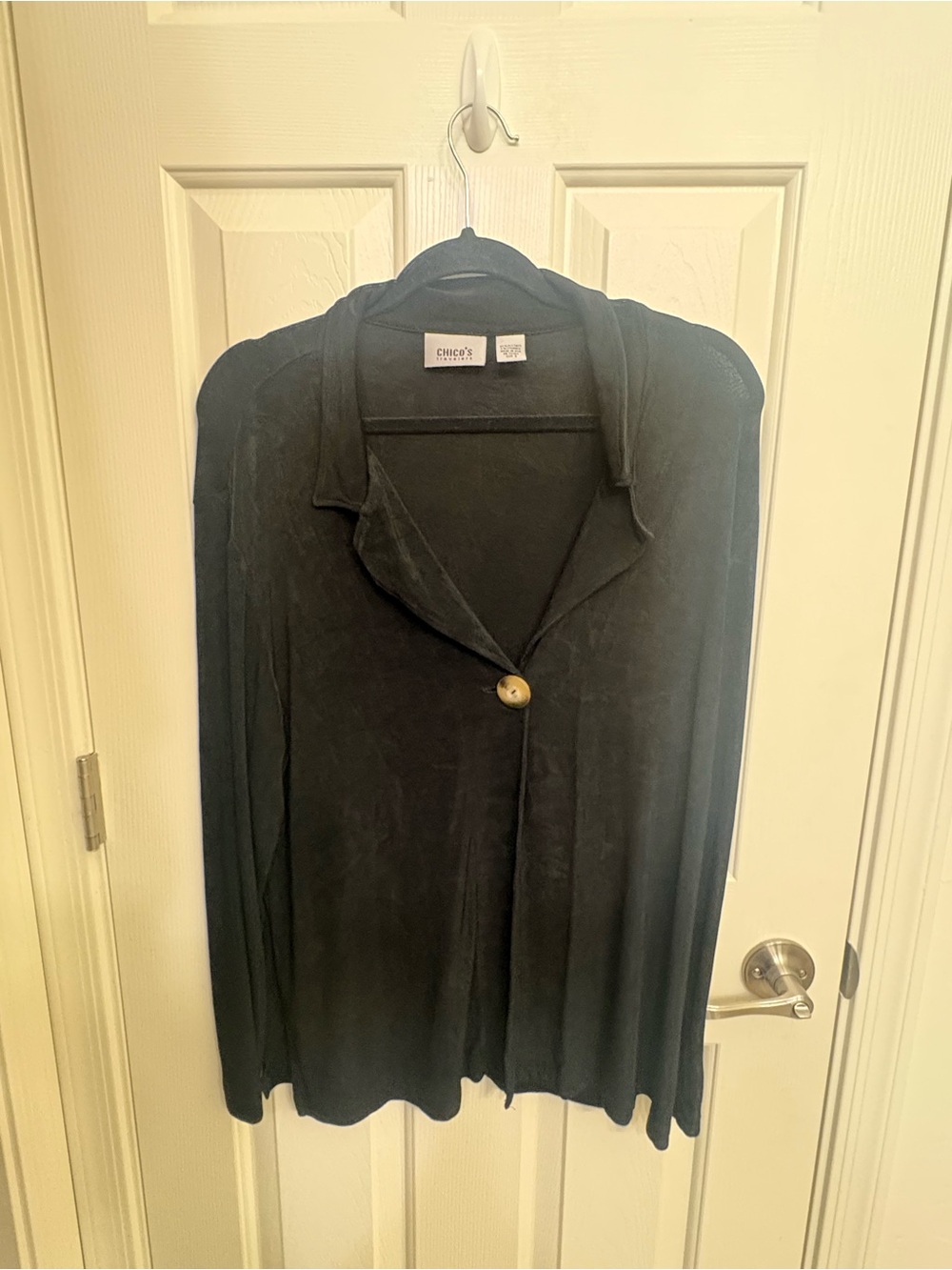 Chico's Travelers Black Draped Single-Button Blazer